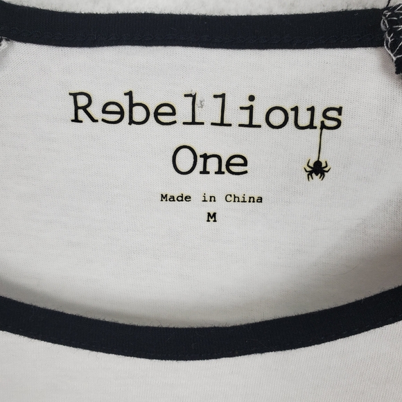 REBELLIOUS ONE Karma Made Me Do It Graphic Tee Shirt Raglan Sleeve Sz M NWT - Picture 8 of 9